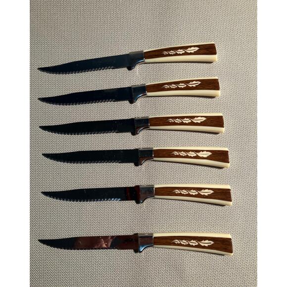 Regent Sheffield Stainless Cutlery Set of 6 Steak Knives England Vintage MCM - Picture 1 of 5